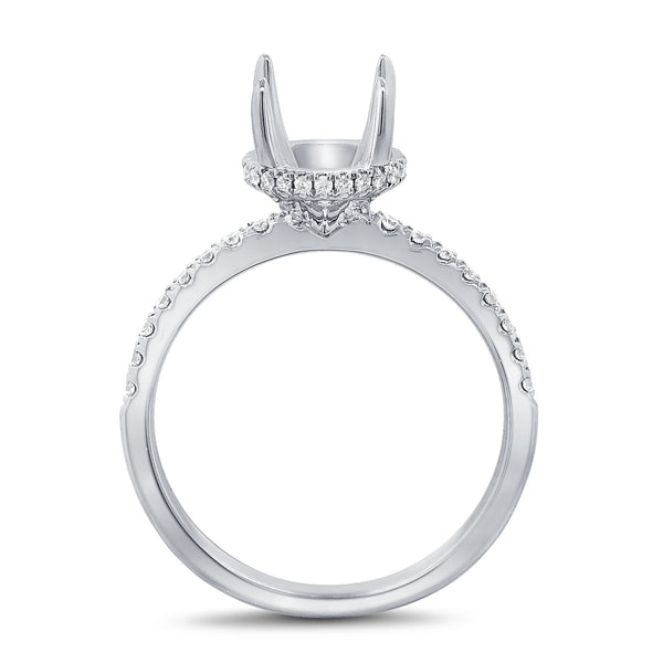 14K White Gold Diamond French Halo Mounting