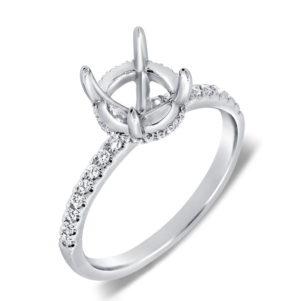 14K White Gold Diamond French Halo Mounting