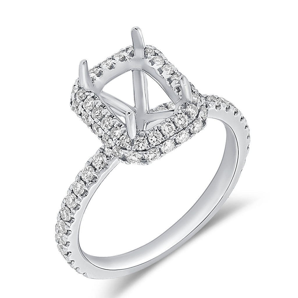 14K White Gold Diamond Emerald/Radiant Halo Mounting-mounting-Maurice's Jewelers-WHITE GOLD-