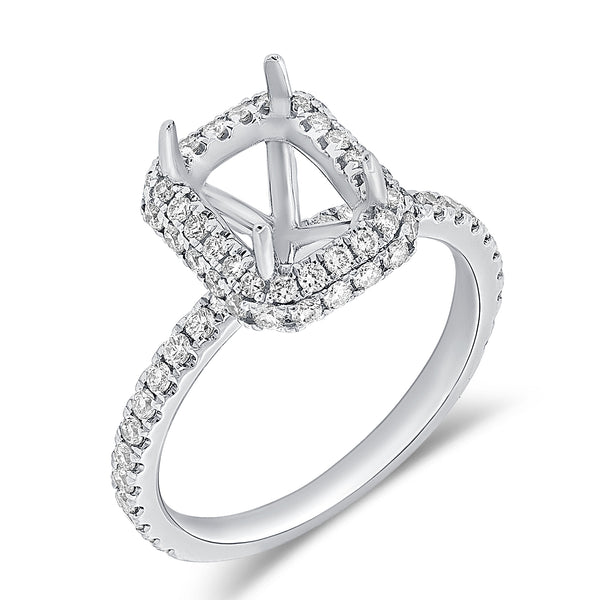 14K Yellow Gold Diamond Emerald/Radiant Halo Mounting-mounting-aaron jewelry-WHITE GOLD-