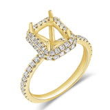14K Rose Gold Diamond Emerald/Radiant Halo Mounting