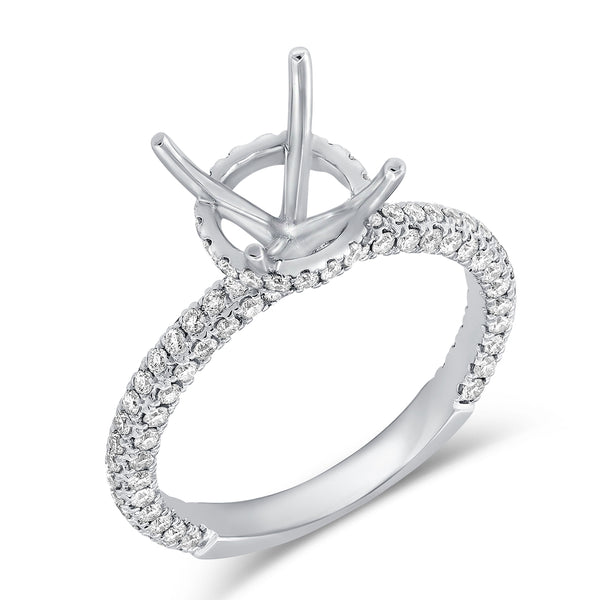 14K White Gold Diamond Round Under Halo Mounting