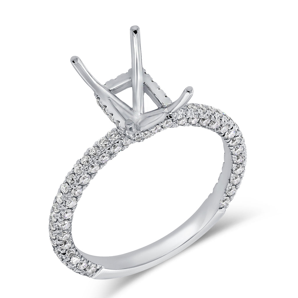 14K White Gold Diamond Emerald Hidden Under Halo Mounting-mounting-Maurice's Jewelers-WHITE GOLD-