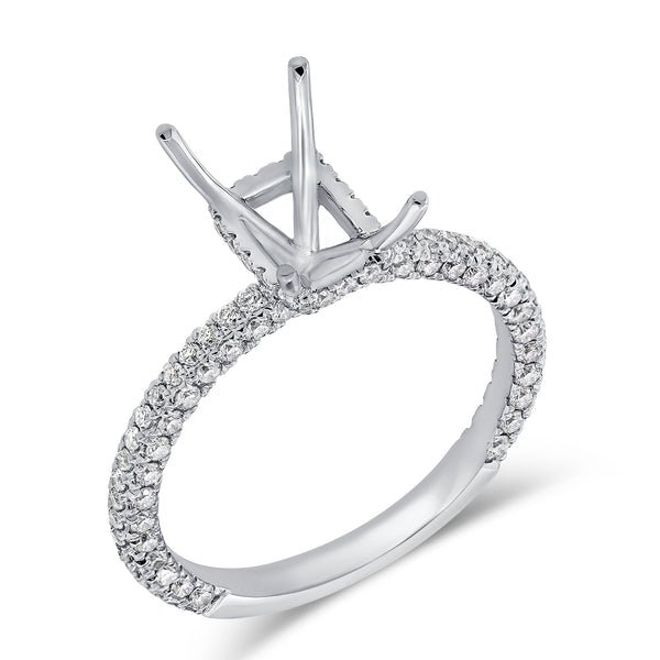 14K White Gold Diamond Emerald Hidden Under Halo Mounting-mounting-Maurice's Jewelers-WHITE GOLD-