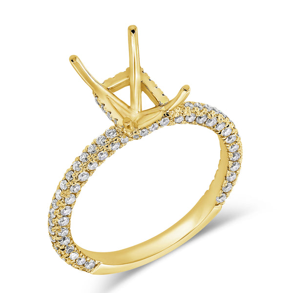 14K White Gold Diamond Emerald Hidden Under Halo Mounting-mounting-Maurice's Jewelers-YELLOW GOLD-