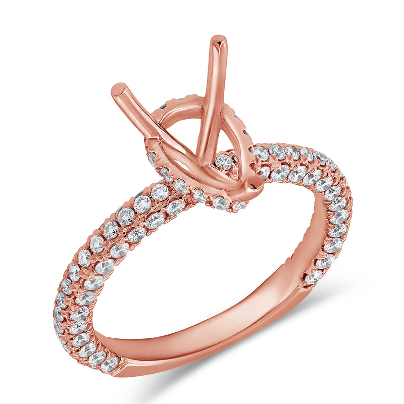 14K Rose Gold Diamond Pear Hidden Under Halo Mounting