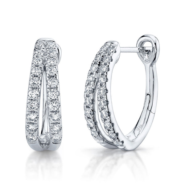 14K White Gold Diamond Oval Hoop Earrings-EARRINGS-Maurice's Jewelers-WHITE GOLD-