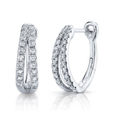 14K Rose Gold Diamond Oval Hoop Earrings