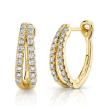 14K White Gold Diamond Oval Hoop Earrings