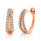 14K Rose Gold Diamond Oval Hoop Earrings