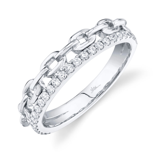 14K White Gold Diamond Link Ring-Rings-Maurice's Jewelers-