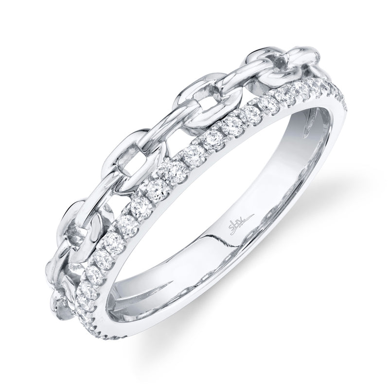 14K White Gold Diamond Link Ring-Rings-Maurice's Jewelers-