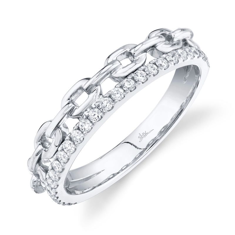 14K White Gold Diamond Link Ring