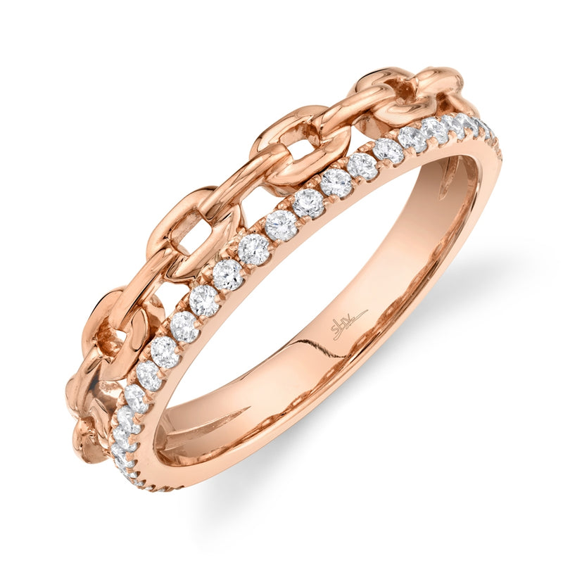 14K Rose Gold Diamond Link Ring-Rings-Maurice's Jewelers-
