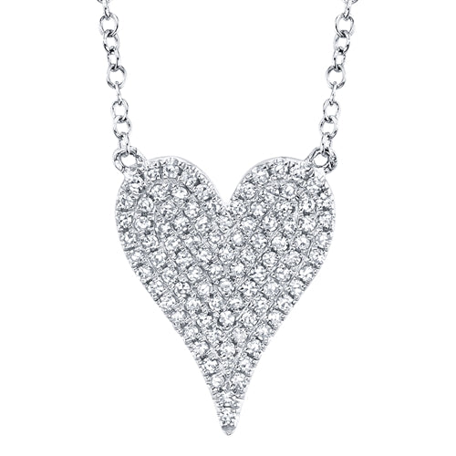 14K White Gold Pave Diamond Heart Necklace (Medium)-Necklaces-Maurice's Jewelers-WHITE GOLD-