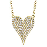 14K White Gold Pave Diamond Heart Necklace (Medium)