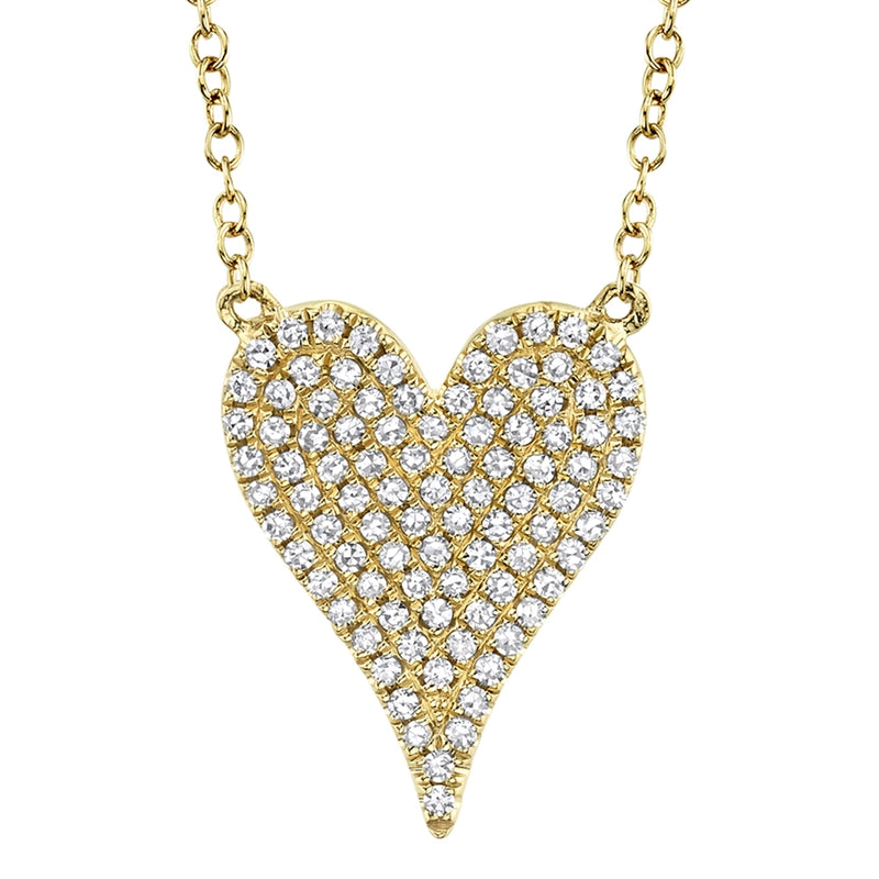 14K White Gold Pave Diamond Heart Necklace (Medium)-Necklaces-Maurice's Jewelers-YELLOW GOLD-