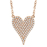 14K Rose Gold Pave Diamond Heart Necklace (Medium)
