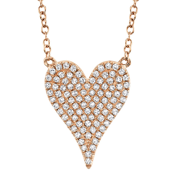 14K White Gold Pave Diamond Heart Necklace (Medium)-Necklaces-Maurice's Jewelers-ROSE GOLD-
