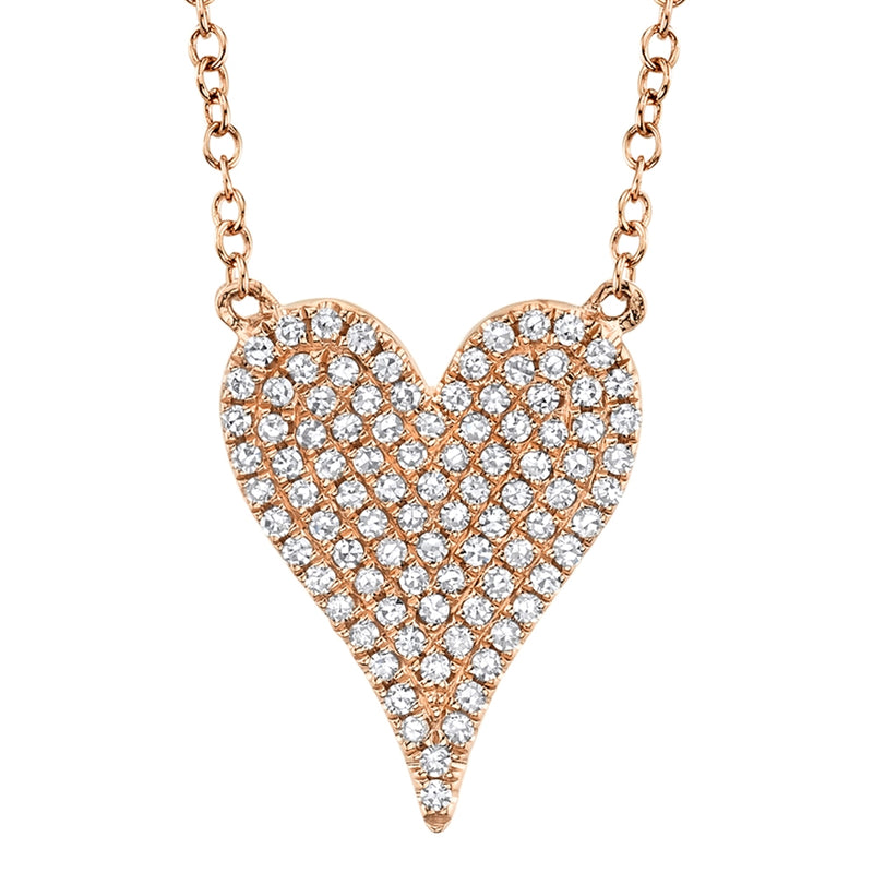 14K Rose Gold Pave Diamond Heart Necklace (Medium)-Necklaces-Maurice's Jewelers-ROSE GOLD-