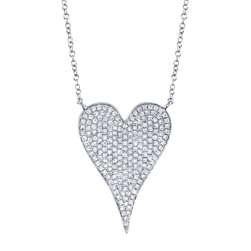 14K White Gold Diamond Heart Necklace (Large)-Necklaces-Maurice's Jewelers-WHITE GOLD-