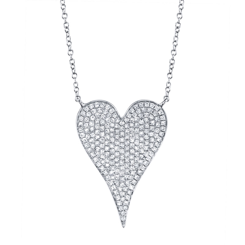 14K Rose Gold Diamond Heart Necklace (Large)