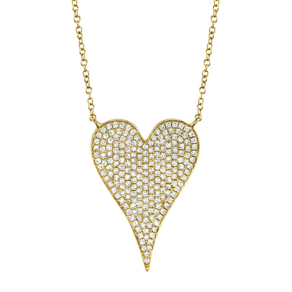 14K Yellow Gold Diamond Heart Necklace (Large)-Necklaces-Maurice's Jewelers-YELLOW GOLD-