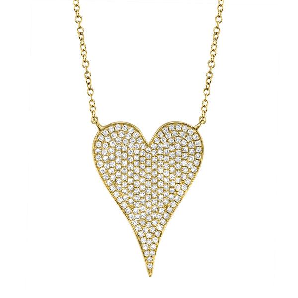 14K Yellow Gold Diamond Heart Necklace (Large)
