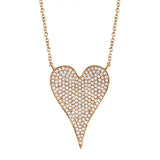 14K White Gold Diamond Heart Necklace (Large)