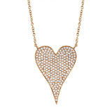 14K Yellow Gold Diamond Heart Necklace (Large)-Necklaces-Maurice's Jewelers-ROSE GOLD-