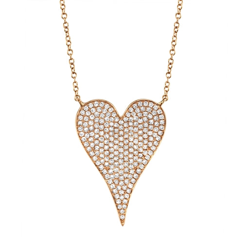 14K Yellow Gold Diamond Heart Necklace (Large)-Necklaces-Maurice's Jewelers-ROSE GOLD-