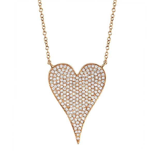 14K Rose Gold Diamond Heart Necklace (Large)-Necklaces-Maurice's Jewelers-ROSE GOLD-