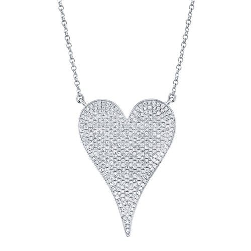 14K White Gold Pave Heart Necklace (Jumbo)-Necklaces-Maurice's Jewelers-WHITE GOLD-