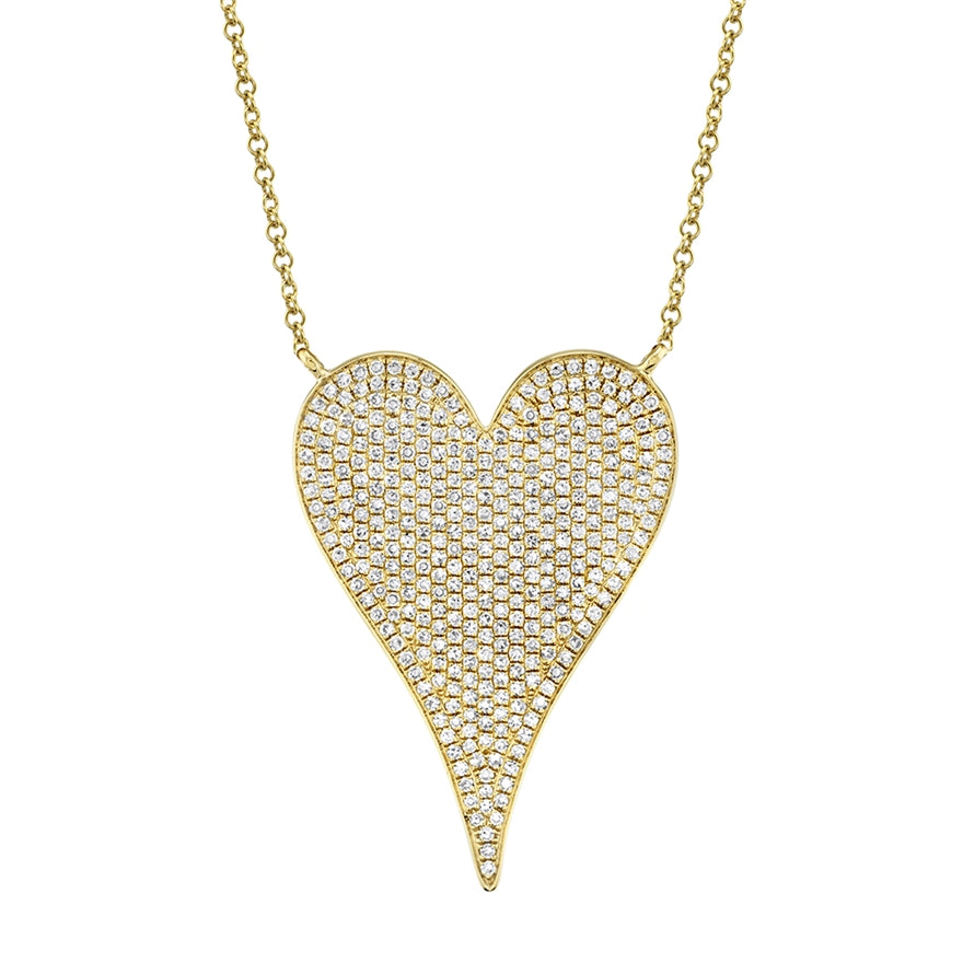 14K Yellow Gold Pave Heart Necklace (Jumbo)-Necklaces-Maurice's Jewelers-YELLOW GOLD-