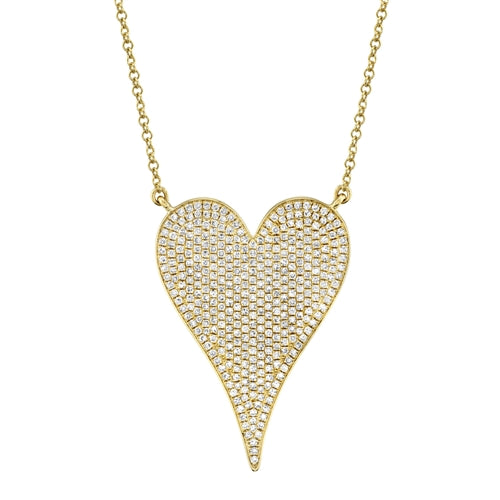 14K Rose Gold Pave Heart Necklace (Jumbo)-Necklaces-Maurice's Jewelers-YELLOW GOLD-