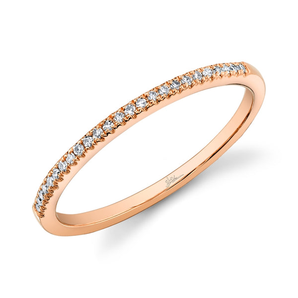 14K Rose Gold Diamond Thin Half-Way Band