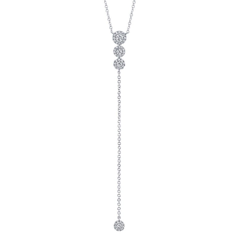 14K White Gold Diamond Circle Lariat necklace-Necklaces-Maurice's Jewelers-White Gold-
