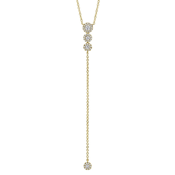 14K White Gold Diamond Circle Lariat necklace-Necklaces-Maurice's Jewelers-Yellow Gold-