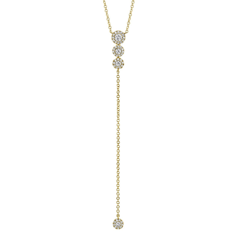 14K White Gold Diamond Circle Lariat necklace-Necklaces-Maurice's Jewelers-Yellow Gold-