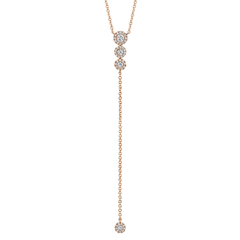 14K White Gold Diamond Circle Lariat necklace-Necklaces-Maurice's Jewelers-Rose Gold-