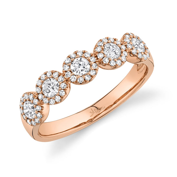 14K Rose Gold Diamond Halo Medium Band