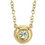 14k Yellow Diamond Halo Solitaire Necklace