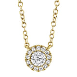14k Yellow Diamond Halo Solitaire Necklace-Necklaces-Maurice's Jewelers-