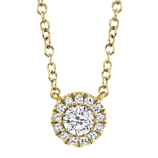 14k Yellow Diamond Halo Solitaire Necklace-Necklaces-Maurice's Jewelers-