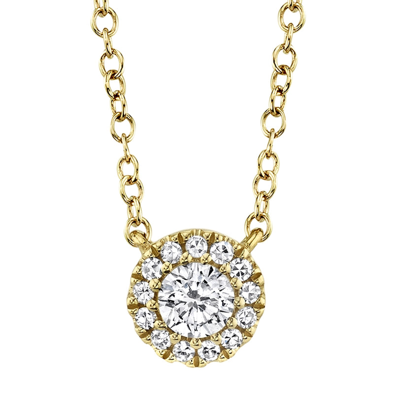 14k Yellow Diamond Halo Solitaire Necklace-Necklaces-Maurice's Jewelers-