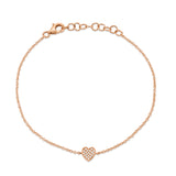 14K Rose Gold Diamond Heart Bracelet