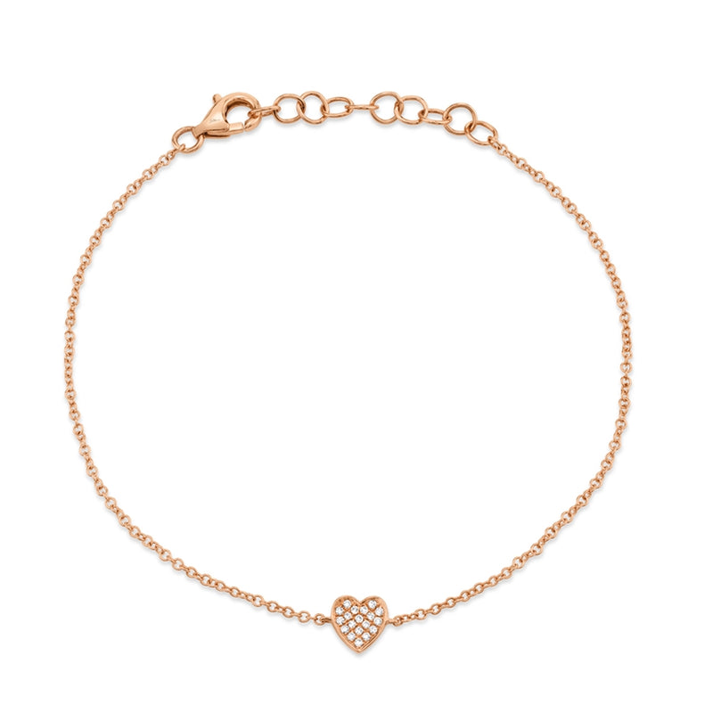 14K Yellow Gold Diamond Heart Bracelet-Bracelets-Maurice's Jewelers-ROSE GOLD-