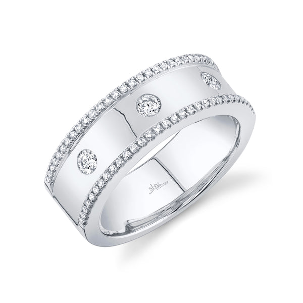 14K White Gold Diamond High Polished Band