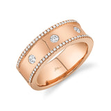 14K Rose Gold Diamond High Polished Band