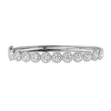 14K Yellow Gold Diamond Halo Hinged Bangle (Large)
